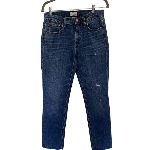J.Crew Slim Broken In Boyfriend Womens Jeans Sz 25 Preppy Raw Hem Distress Norm - Picture 1 of 12